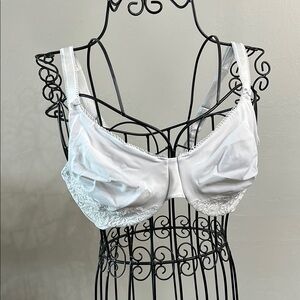 Olga White Lace Trim Bra